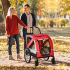 Aosom 2-in-1 Pet Bike Trailer and Stroller with Universal Wheel Reflectors and Flag - Red-2 inflatable rear wheels and 2 EVA universal front wheels provide a smooth ride and are off-road capable 