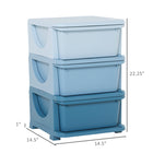 Qaba 3-Tier Kids Toy Organizer with 3 Plastic Storage Bins - Blue-Compact for easy fit, and spacious inside 4.2 gallon (16 L) drawers 