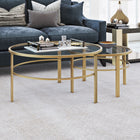 Hudson&Canal Gaia Round Nested Coffee Table - Brass-Tabletop is made of sturdy tempered glass
