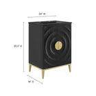Modway Beau 24" Wood Bathroom Vanity with Basin - Black-Tapered Metal Legs