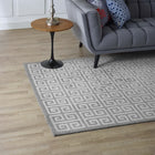 Modway Freydis Greek Key Area Rug - 5 ft W x 8 ft L - White/Light Grey-Protect Floors From Traffic/Furniture