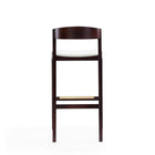 Manhattan Comfort Klismos 20" Mid-Century Modern Faux Leather Upholstered Bar Stool - Ivory and Dark Walnut - 2 Pack-Delivered to you Fully Assembled! No Assembly Required