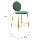 Zuo Odessa Barstool - Green/Gold - Set of 2-3 year limited warranty