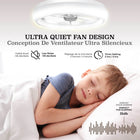 Bell+Howell CannonX Low Profile 14" Ceiling Fan with Lights and Remote - White-Bright 2200 lumen LED offers 3 colour temperature modes, 3500 Kelvin warm, 4500 Kelvin day, and 5500 Kelvin cool, plus light only, fan only, and combo modes