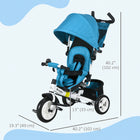 Qaba 6-in-1 Toddler Tricycle with Parent-Push Handle - Blue-5-point safety harness keeps little ones secure during rides 