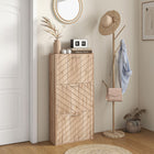 HOMCOM Slim Shoe Storage Cabinet with 3 Flip Drawers for 12 Pairs - Natural Wood-Anti-tipping design ensures extra safety