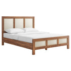 Modway Capri Wood Grain Queen Platform Bed - Walnut-Linen-Textured Detail
