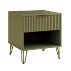 Manhattan Comfort DUMBO 20.07" Modern 1-Drawer Nightstand 2-Piece Set - Olive Green-17.73" L x 20.07" W x 21.65" H