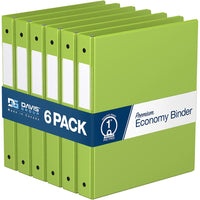 Davis Group Premium Economy Binder - Round Ring - 1" - Lime Green - 6 Pack-3 Ring Binder