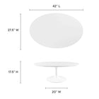 Modway Lippa 42" Oval Wood Coffee Table - White-MDF Tabletop