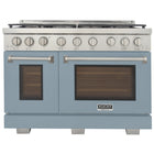 Kucht 48" KFX-X Series Pro Style Propane Gas Range - Stainless Steel/Light Blue -New true simmer burners for precise low heat cooking