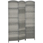 HOMCOM 3 Panel Hand-Woven Freestanding Room Divider for Home Office Bedroom - Mixed Grey-3-panel folding design with 6 metal hinges allows for easy storage 
