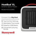 HoneyWell HeatBud XL Compact Ceramic Heaters -White-BTU: 5115 (high), 3069 (low) 