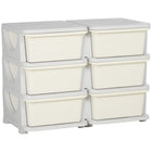 Qaba 3 Tier Kids Toy Organizer with 6 Plastic Storage Bins - Cream White-Rounded edges help prevent your kid from getting injured in case they fall 