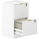 HOMCOM 2-Drawer Fluted Vertical Letter/A4 Filing Cabinet with Lock - White-Compact design fits perfectly in small spaces
