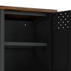 Manhattan Comfort Landen 47.3" Modern TV Stand - Black-Combines a Sleek Metal Frame with a Natural Wood Top for a Sophisticated Look