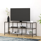 Hudson&Canal Winthrop TV Stand with Glass Shelves for TV's up to 60" - Blackened Bronze-Features easy assembly