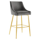Modway Discern Performance Velvet Bar Stool - Gray-Glam Deco Bar Stool