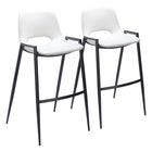 Zuo Desi Barstool - White - Set of 2-Armrest support