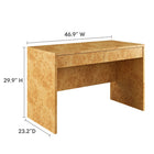 Modway Hudson 46.9" 2-Drawer Burl Wood Desk - Natural-Burl Wood Laminate