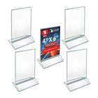Azar Desktop/Countertop Top/Side Loading Acrylic Card Holder - Clear - 5 Pack (152792-SLV-5PK)-Frame material: acrylic