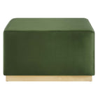 Modway Tilden Large 28" Square Performance Velvet Upholstered Ottoman - Moss Green/Natural-Weight Capacity: 506 lbs.