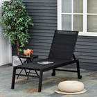 Outsunny Patio Chaise Lounge Chair with 5-Position Backrest - Black-Portable, foldable, and lightweight for easy carrying and storage