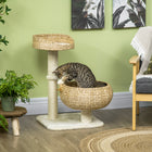 PawHut 28" Cat Tree with Scratching Post and Two Beds - Beige-Sisal scratching post meet their desire to scratch, away from your furniture 
