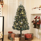 HOMCOM 5' Pre-Lit Artificial Christmas Tree with LEDs and Decorations - Green-Eight lighting modes: continue lighting, flashing mode, etc. 