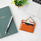 Decent Living Leather Card Holder Wallet - Brown-The middle slot holds folded bills safely