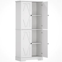 HOMCOM 71" H Farmhouse Tall Kitchen Pantry Cabinet - White-Farmhouse-style kitchen pantry with diamonds inside squares on each door to add a special charm 