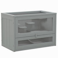 PawHut 24 Inch Hamster Cage with2 Levels - Grey-Fir wood cage showcases exceptional craftsmanship