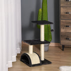 PawHut 28" Cat Tree Climbing Tower with Sisal Scratching Post - Grey-Solid and tough MDF structure, safely supporting pets 