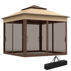 Outsunny 10.7 ft W x 10.7 ft L Pop Up Sun Shelter with UV30+ Roof Cover - Beige-Pop-up gazebo sets up fast, so your outdoor shelter is ready quickly