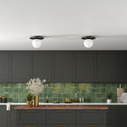 Hudson&Canal Amma 12" Wide Flush Mount with Glass Shade - Blackened Bronze/White-Rated for one 60W incandescent bulb - 9W LED bulb, 13W fluorescent (CFL) bulb, or 9W self-ballasted LED bulb, E26-base bulb, Bulb not included