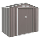 Outsunny Garden Storage Shed with Foundation Kit and Double Doors - 7' x 4' - Light Brown-Ample storage space for garden tools, lawn care equipment, supplies and more 