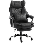 HOMCOM Executive Office Chair with Footrest and Wide Seat - Black-Tailored for big and tall individuals with wide seat and high backrest,