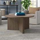 Hudson&Canal Anders 32"W Round Coffee Table - Antiqued Grey Oak-Finished in wood-look antiqued grey oak