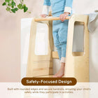 MotionGrey Blessy Toddler Tower - Adjustable Learning Standing Tower Kitchen Helper with Safety Rail - Wood-Made from FSC-certified wood for long-lasting durability while supporting a safe and sustainable environment