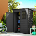 Outsunny Outdoor Storage Garden Shed with Lockable Door - 5' x 3' - Dark Grey-Suitable for storing tools, generators, and lawnmowers
