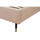 Manhattan Comfort Crosby 81.1" Modern Velvet Upholstered Twin-Size Bed - Nude-Metal Leg Height: 7.9 in. Headboard Height: 43 in
