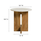 Modway Tarin Acacia Wood and Marble Side Table - Natural-Premium Kiln-Dried Wood