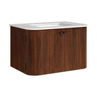 Modway Zia 30" Wall-Mount Bathroom Vanity with Marble Sink - Walnut-30" Wall Mounted Vanity