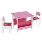 Qaba Kids Table & Chair Set with Bookshelves, Toddler Table & Chairs Set - Pink-Includes one table and two chairs for drawing, crafts and snacks
