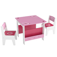 Qaba Kids Table & Chair Set with Bookshelves, Toddler Table & Chairs Set - Pink-Includes one table and two chairs for drawing, crafts and snacks
