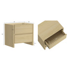 Manhattan Comfort Linda Modern 2-Piece Dresser and Nightstand Set - Natural Oak-Minimalist low-profile design with smooth, rounded drawer fronts for a soft modern aesthetic