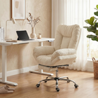 HOMCOM Criss Cross Office Chair with Footrest and Wide Seat - Beige-Snow flannel upholstery offers a soft touch and breathable comfort
