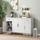 HOMCOM 55.1" L Sideboard Buffet Cabinet with Soft-Close Doors - White-3-level adjustable shelf in each cabinet fits items of various heights
