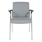 Work Smart Faux Leather with Chrome Frame Guest Chair, Charcoal Grey-Thick padded Charcoal Grey faux  leather seat and back with built in lumbar support