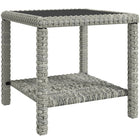 Outsunny 19" Outdoor Wicker Coffee Table with Glass Top-Rattan design enhances both home and garden decor aesthetics